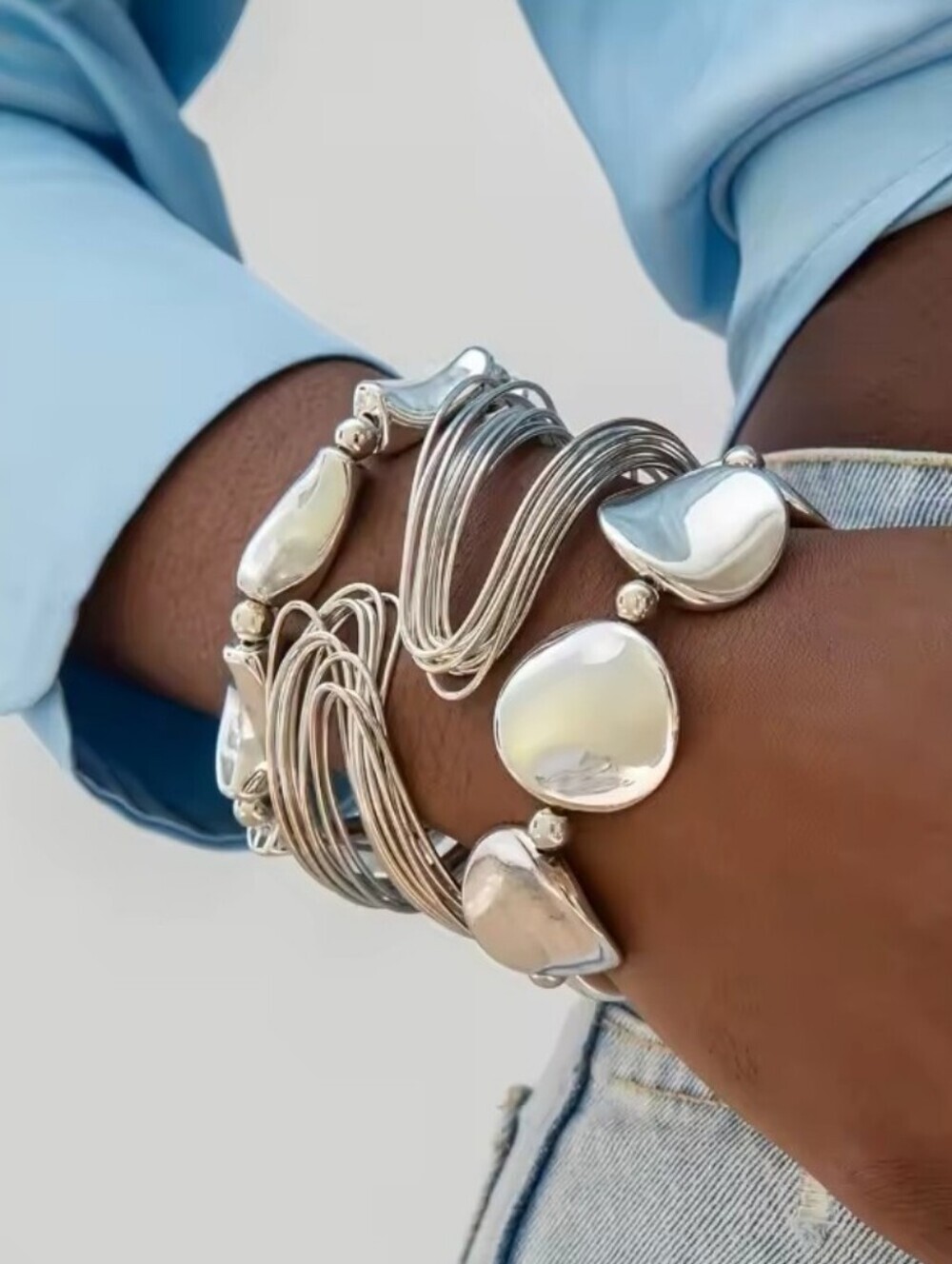 New! Silver Bracelet Trio Set (1035)